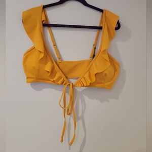 Zaful Bikini Bra Ruffle Top Front tie Mustard Size L